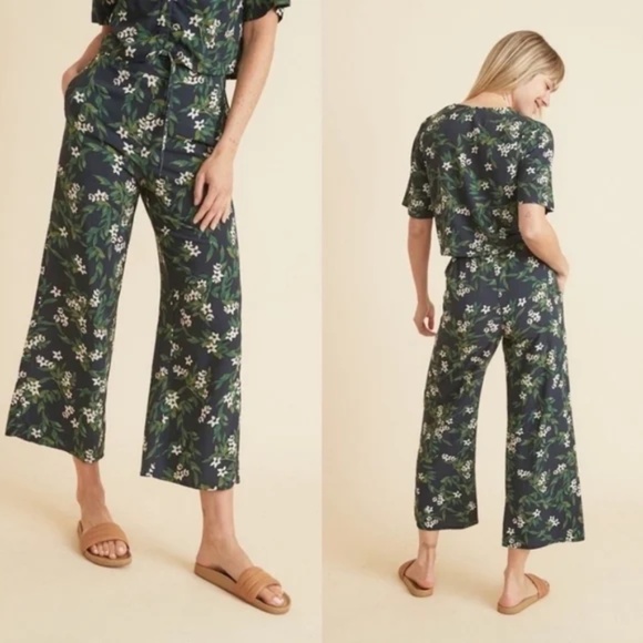 Marine Layer Kiley Pant and Top Set in Black Floral Print Size S Small - Picture 2 of 5